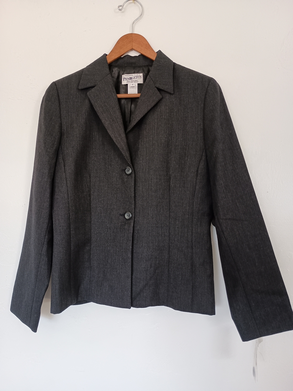 Pendleton 100% Wool Dark Charcoal Women's Tailored Blazer Vintage VTG